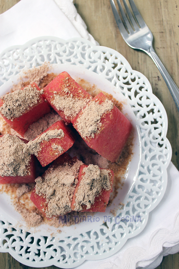 Watermelon with toasted flour