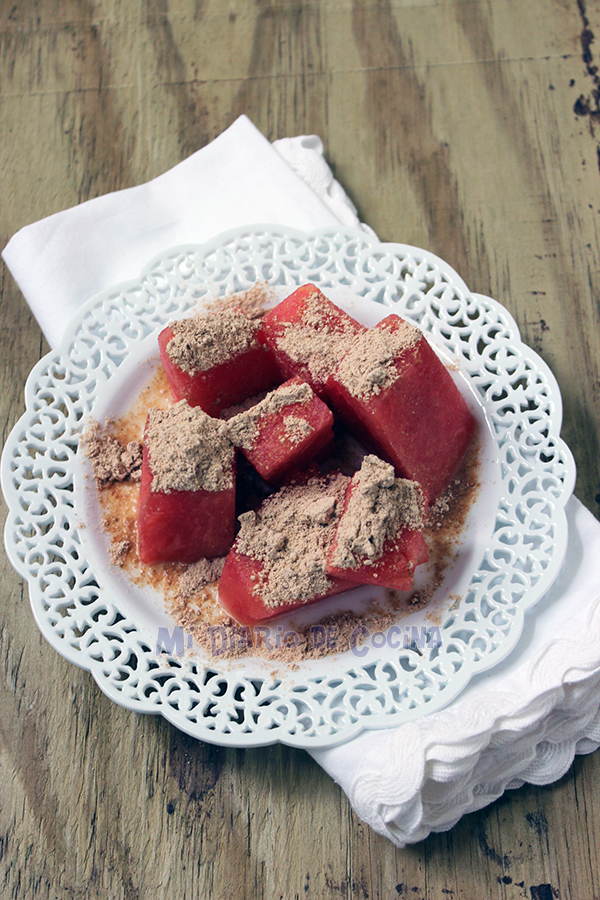 Watermelon with toasted flour