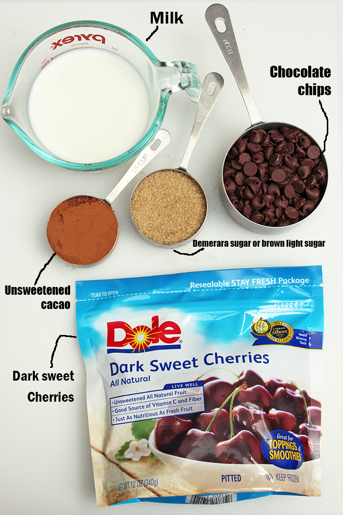 Dark sweet cherries with chocolate Paletas - Ingredientes