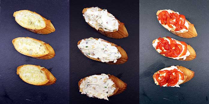 Crostinis with cream cheese and caramelized bell peppers - Preparation