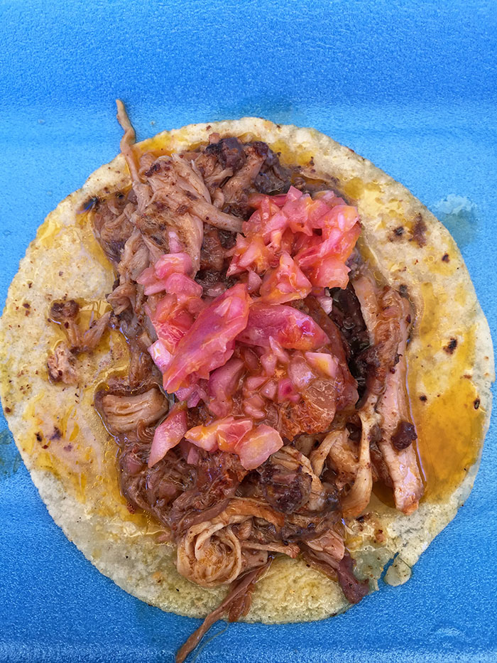 Taco of "cochinita pibil" from Pomuch