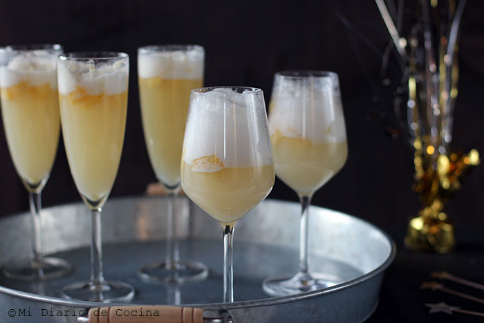 Champagne and pineapple sorbet float