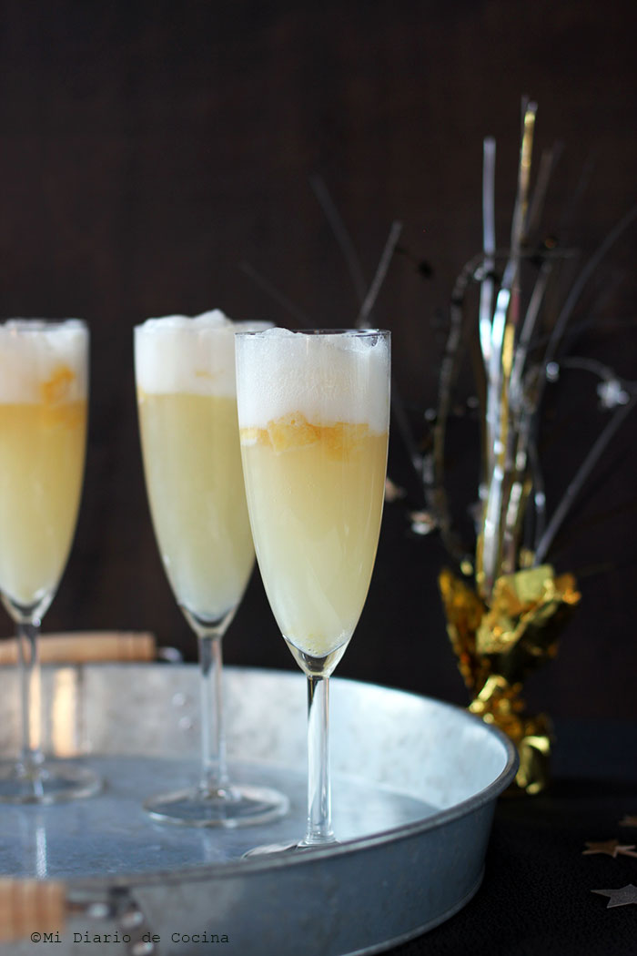 Champagne and pineapple sorbet float