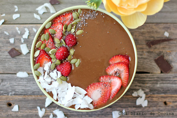 Smoothie en bowl de chocolate