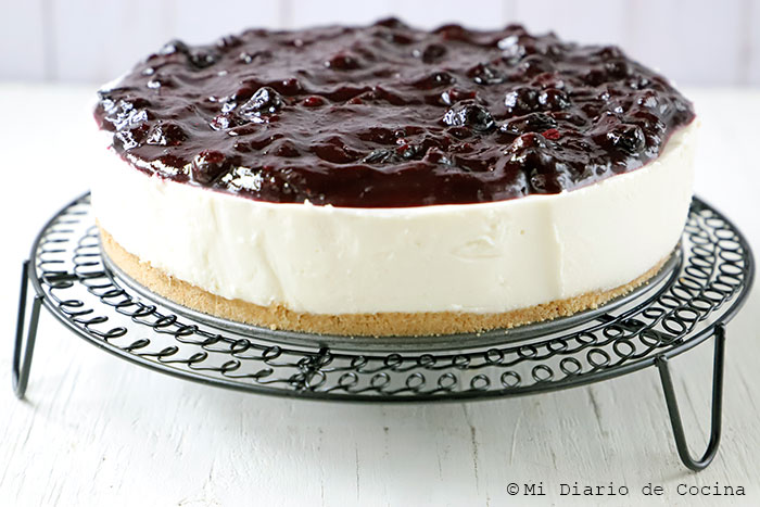 Tarta de queso con arándanos sin horno