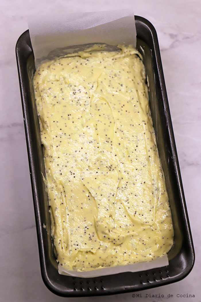 Lemon and Poppy Seed Loaf Cake - Dough in the mold