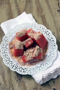 Sandía con harina tostada