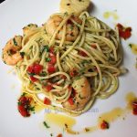 Pasta with shrimp and scallops