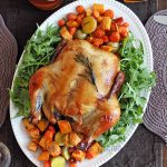 Baked marinated chicken with vegetables