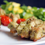 Brochetas de pollo con pesto