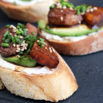 Crostini with chicken and pineapple teriyaki