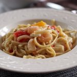 Bertolli® Shrimp Scampi & Linguini Pasta, and spinach salad