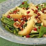 Spinach, pear, and pecans salad