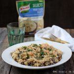 Risotto de camarones al ajo con champiñones