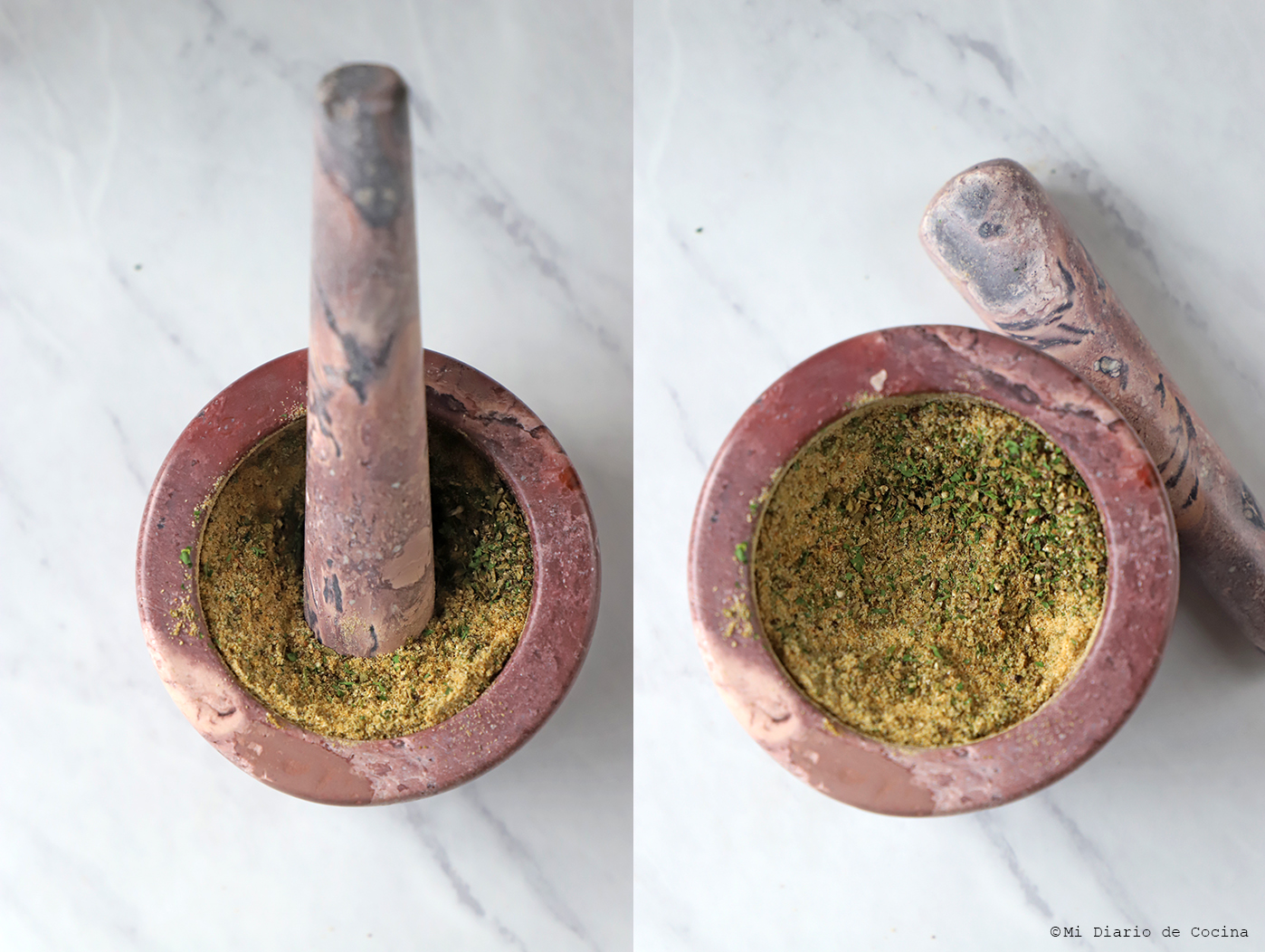 Chilean Spice Blend - Mortar with ingredients